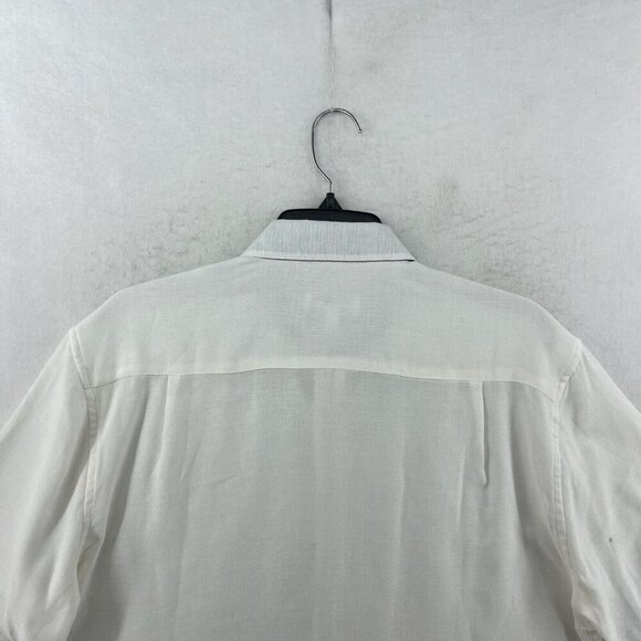 Fundamental Coast Los Angeles Shirt Mens M White Button Up Short Sleeves Woven - Picture 8 of 13